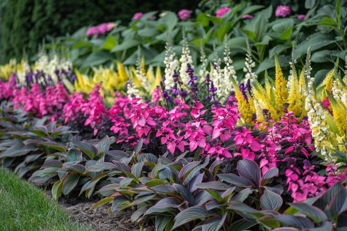 Quel massif de vivaces fleurit toute l'année ?