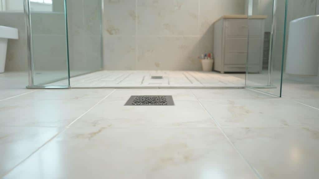 Carrelage blanc, miroirs et électroménagers dans une salle de bain moderne